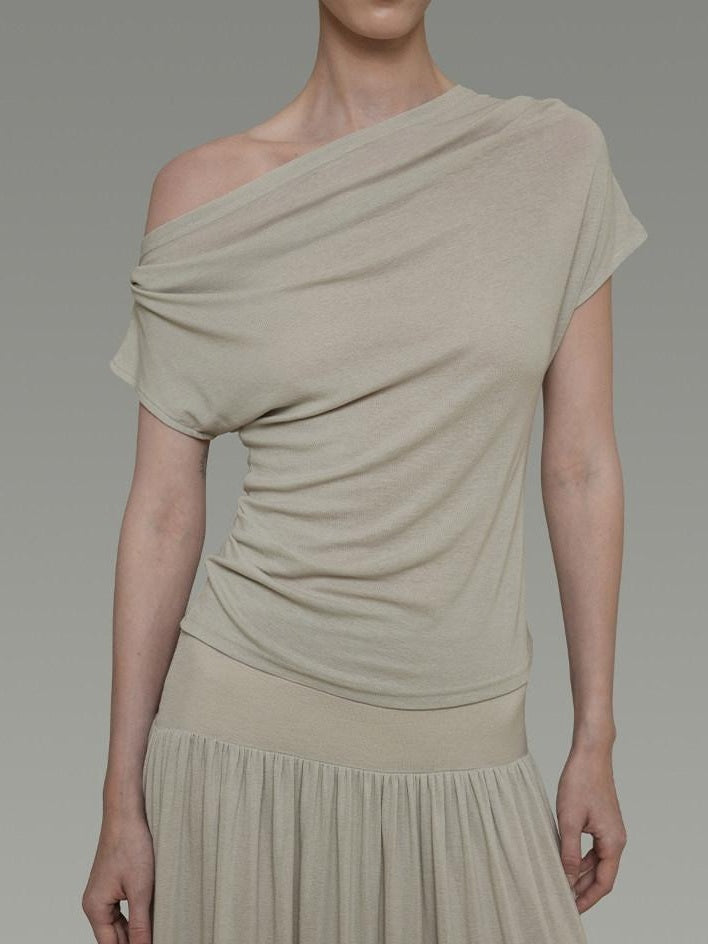 unspoken Breathable Tencel Two Piece Fitted Workwear Sage Off Shoulder Crop Tops