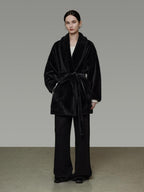 unspoken Warm V-neck Minimal Commuter Loose Midlength Women Everyday Black Long Coats
