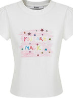 fano Lyocell Cotton Slim Korean Women Printed Crewneck Short Sleeve T-Shirts