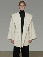 unspoken 100 Percent Sheep Wool Commuter Relaxed Notched Lapel White Wool Coats