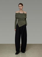 unspoken Breathable Soft Viscose Blend Slim Knit Long Sleeve Boat Neck Workwear Blouses