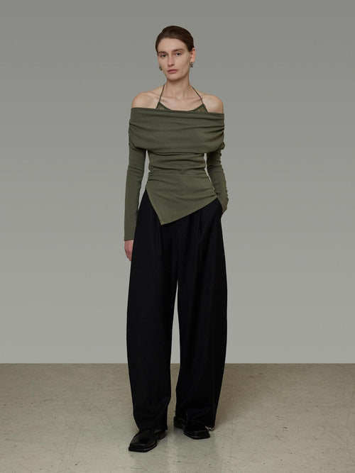 unspoken Breathable Soft Viscose Blend Slim Knit Long Sleeve Boat Neck Workwear Blouses
