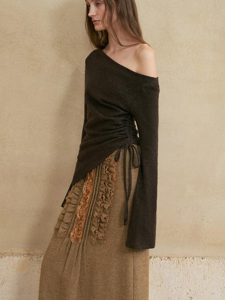someonesometimes Wool Blend Lined Vintage Straight Mid Hidden Zip Casual Women Maxi Skirts