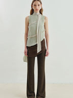 someonesometimes Versatile Viscose Blend Slim Lettuce Edge Camisole Cardamom Green Tank Tops