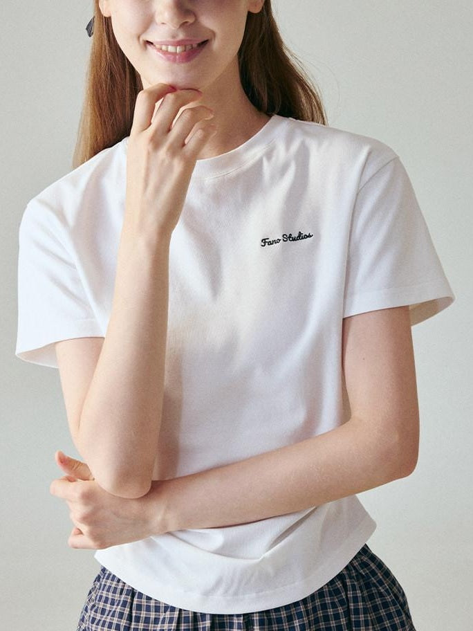 fano Cotton Stretch Slim Fit Korean Round Neck Women Short Sleeve T-Shirts