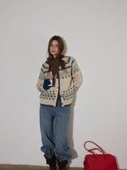 Lofi choose Soft Stretch Button Front Slouchy Loose Fit Round Neck Women Beige Cardigans