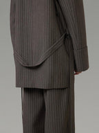 unspoken Minimalist V-neck Long Sleeve Tailored Brown Polyester Women Top & Pants Sets