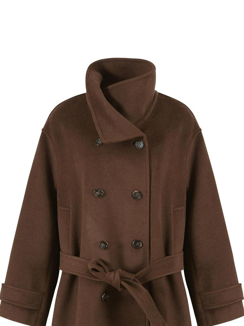 fano Brown Double Breasted Korean Notched Lapel Midlength Office For Women Long Coats