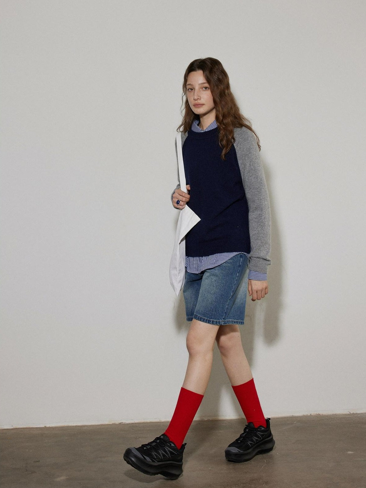 Lofi choose Colorblock Loose Fit Crewneck Pullover Smart Commuter Office Women Knit Sweaters