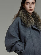 unspoken Deep Gray Cotton Zip Fur Collar Relaxed Commuter Insulated Puffer Jackets