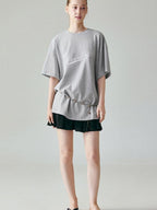 fano 100 Percent Cotton Loose Fit Korean Commuter Gray Crewneck Long Sleeve T-Shirts