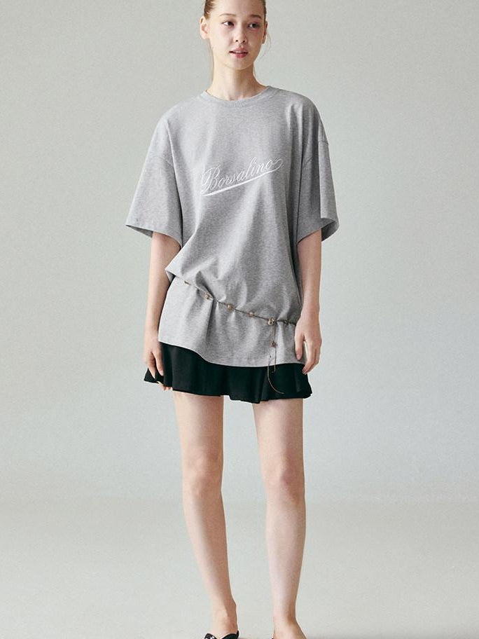 fano 100 Percent Cotton Loose Fit Korean Commuter Gray Crewneck Long Sleeve T-Shirts