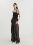someone sometimes Ruffle Trim Backless Slim Fit Versatile Viscose Nylon Tank Camisoles
