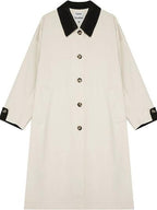 fano Single Breasted Stand Collar Relaxed Fit Women Polyester Lined Trench Coats