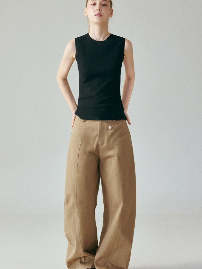 fano Soft Pure Cotton Slim Fit Pullover Office Basic Black Tank Tops