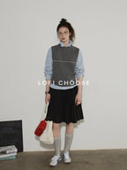 Lofi choose High Waist Pleated A Line Office Ready Women Black Ivory Polyester Mini Skirts