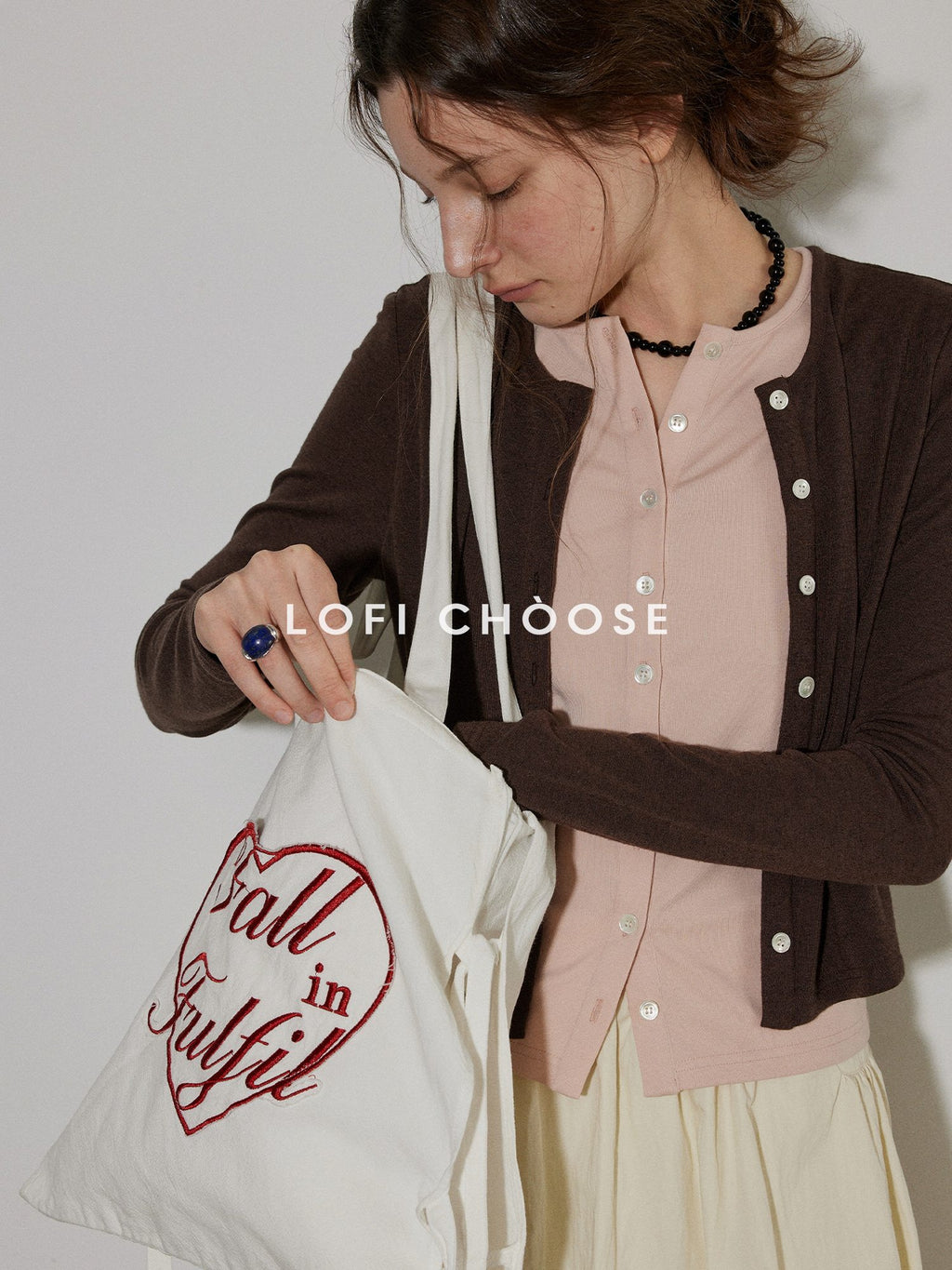 Lofi choose Two Tone Button Front Loose Fit Commuter Round Neck Women Knitwear Cardigans