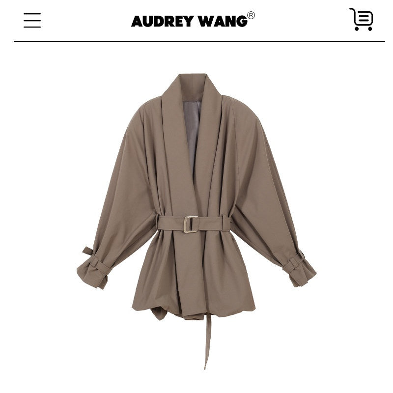 audreyyang_Tie_Front_Vintage_Oversized_Batwing_Sleeve_Women_Polyester_Cropped_Jackets_MISSTT
