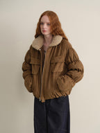 someonesometimes Thick Insulated Casual Loose Lantern Sleeves Women Zip Front Puffer Jackets