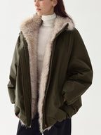 fano 90% White Duck Down Thermal Straight Fit Commuter Olive Zipper Down Jackets