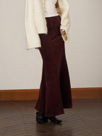 someonesometimes Stretch Mid Rise Slim Mermaid Hem Workwear Solid Polyester Women Midi Skirts