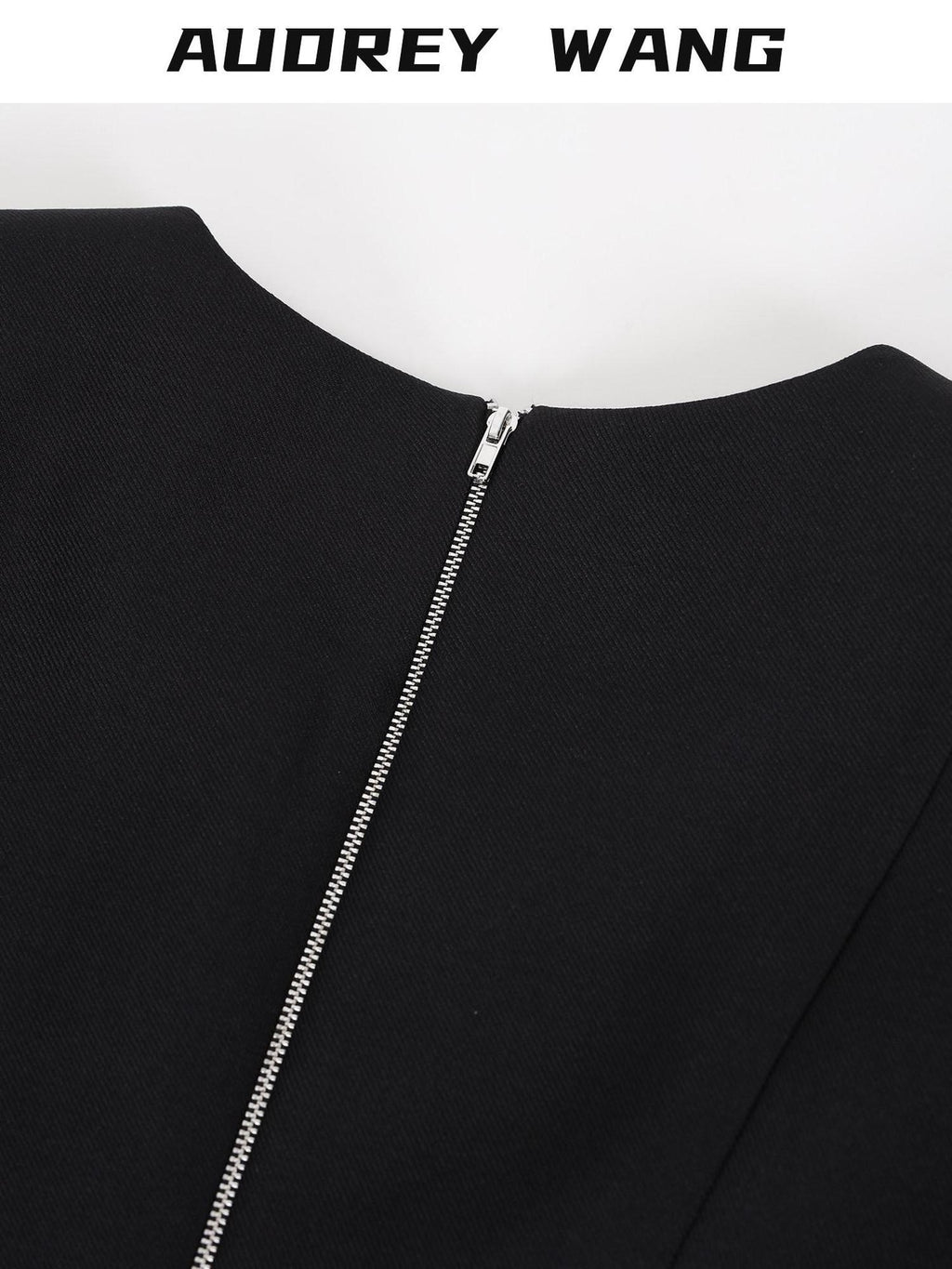 audreyyang Slim Waist Fitted Crew Neck Polyester Women Black Gray Long Sleeve Crop Tops