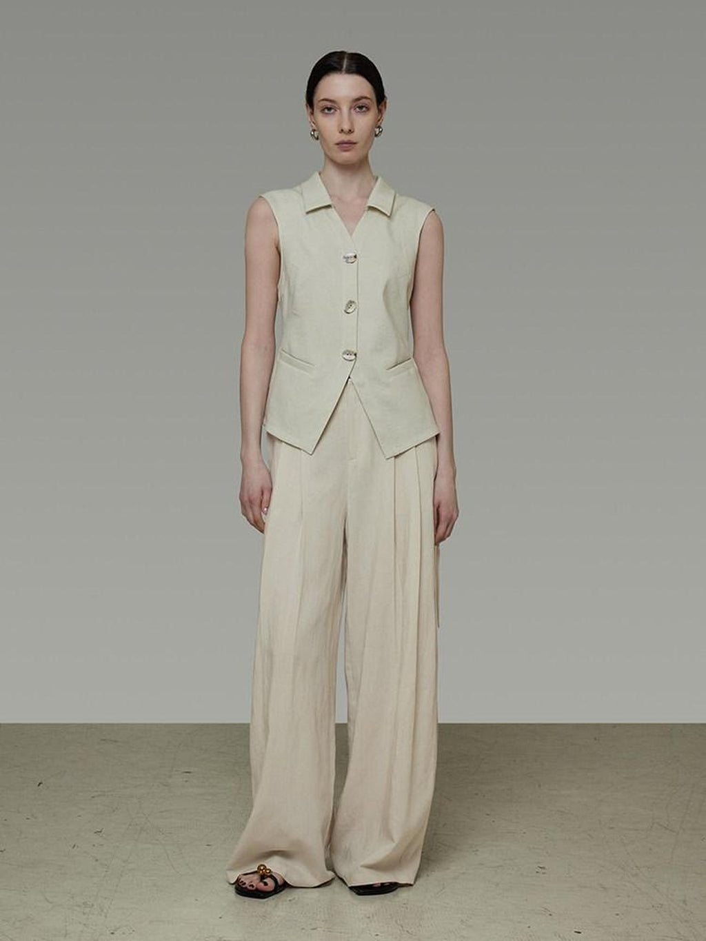 unspoken High Waisted Lyocell Linen Pleated Tie Waist Office Casual Wide Leg Pants