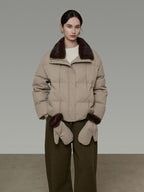 unspoken 90 White Duck Down Warm Loose Commuter Zip Lapel Women Down Jackets