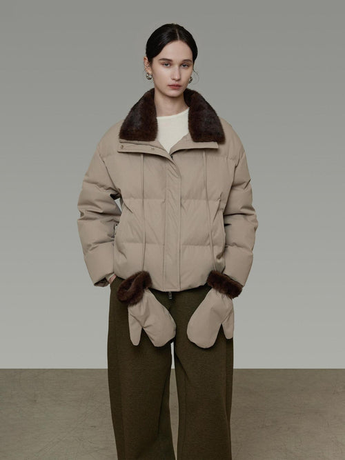 unspoken 90 White Duck Down Warm Loose Commuter Zip Lapel Women Down Jackets