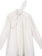 audreyyang Slimming Pleated Loose Longline Button Front Long Sleeve Women Blouses