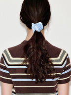 fano Blue Stripe French Style For Women Cute Printed Scrunchie Hair Accessories
