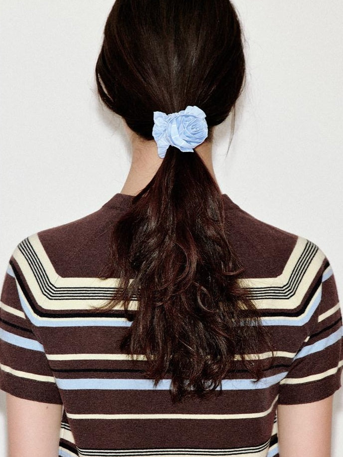 fano Blue Stripe French Style For Women Cute Printed Scrunchie Hair Accessories