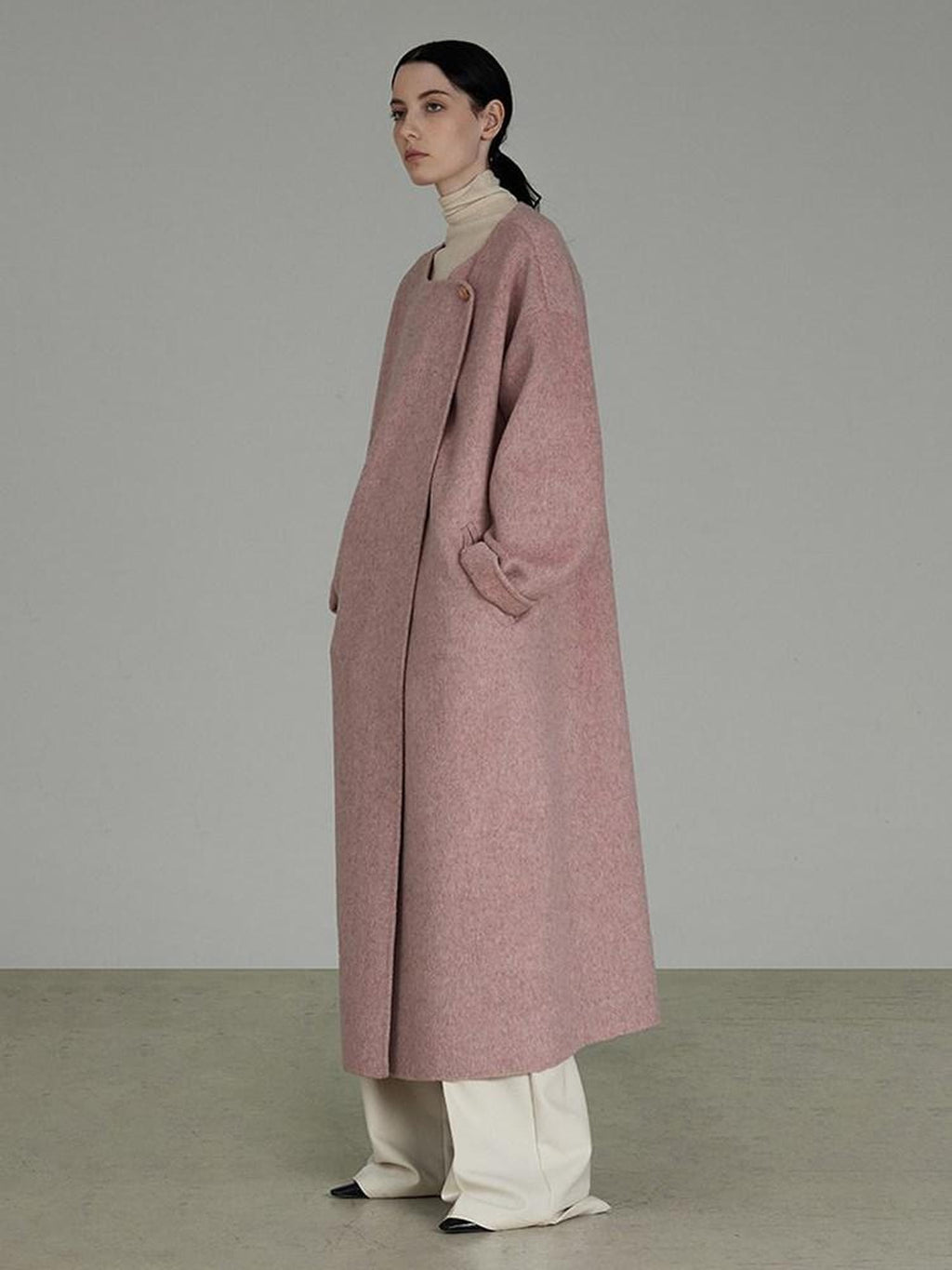 unspoken Pure 100 Wool Pockets Longline Straight Minimalist Commuter Women Wool Coats
