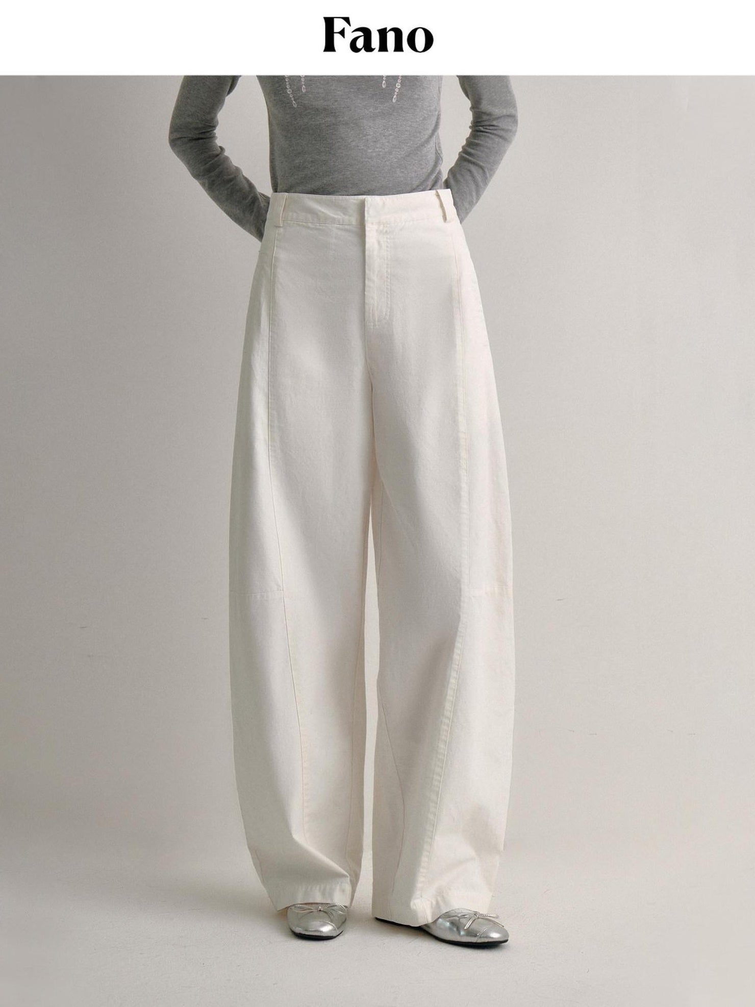 fano High Waist Sculpted Minimal Office Women Curved Pockets Rayon Wide Leg Pants
