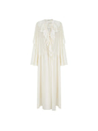 unspoken Breathable Minimal Ruffle Long Sleeve Loose H Fit Women Polyester Maxi Dresses