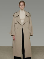 unspoken Online Exclusive Minimalist Loose Fit Midlength Light Khaki Women Trench Coats