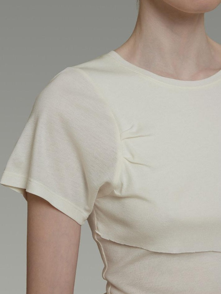 unspoken Soft Acrylic Slim Fit Crew Neck Minimal Office Women White Short Sleeve T-Shirts
