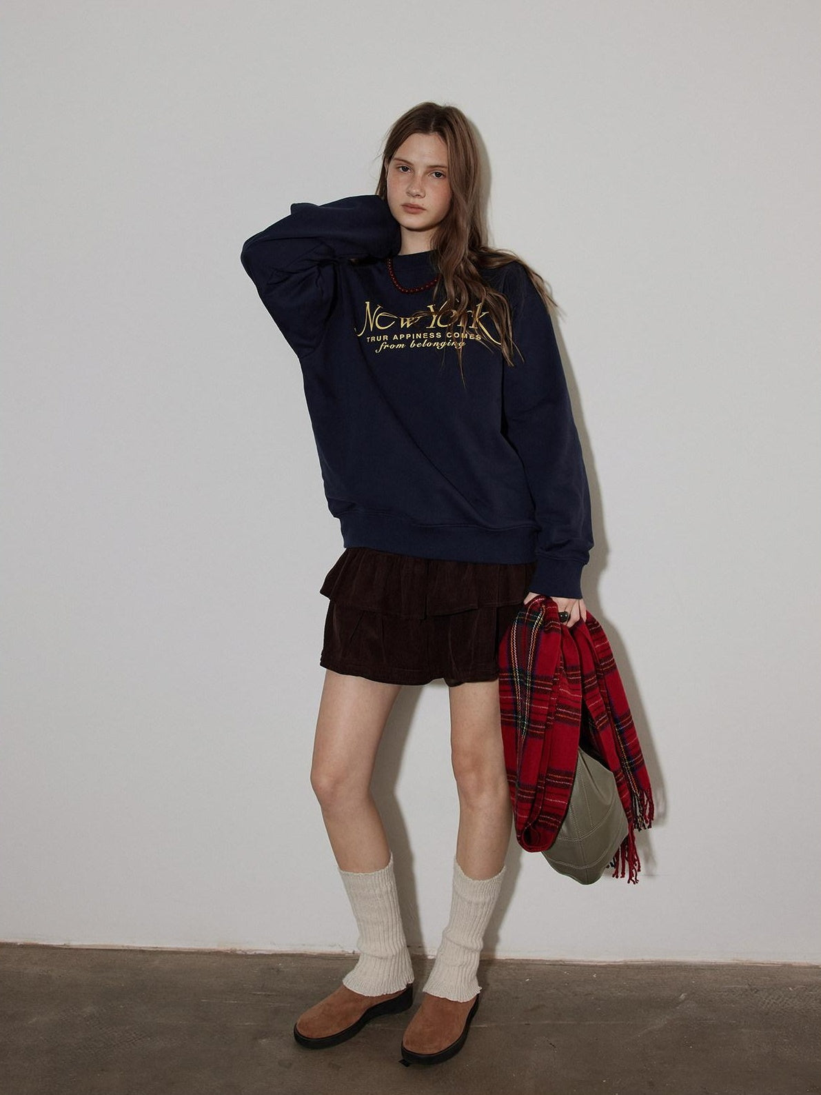 Lofi choose High Waist Cotton Puff Skirt Loose Commuter Women Brown Mini Skirts