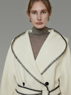 unspoken Thick Hooded Oversized Mid Length Tie Belt Minimalist Commuter White Wool Coats