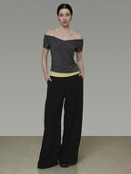unspoken Moisture Wicking Lyocell Slim V-neck Patchwork Grey Green Halter Crop Tops