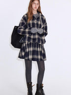 fano Soft Stretch Polyester Blend Cozy Relaxed Fit Plaid Pullover Women Hoodie