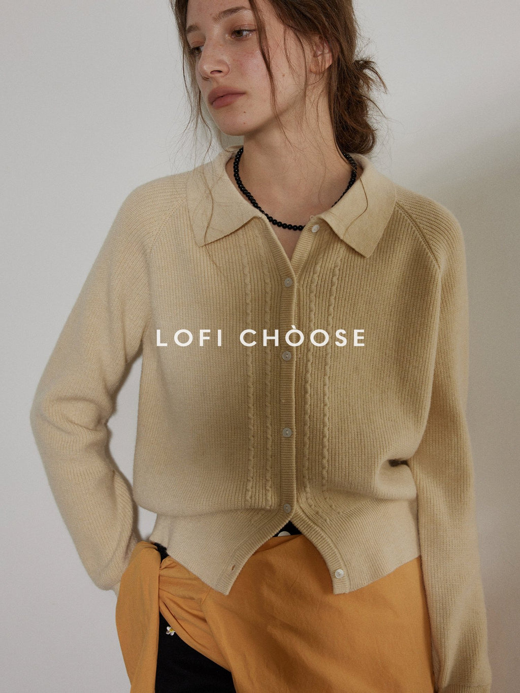 Lofi choose Light Poly Wool Jacquard Workwear Short Sleeve For Women Button Knit Cardigans