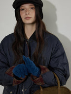 Lofi choose 90 Percent White Duck Down Commuter Loose Fit Lapel Navy Down Jackets