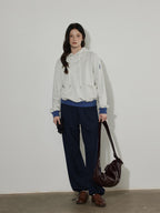 Lofi choose High Waist Casual Loose Straight Leg Women Navy Wide Leg Pants