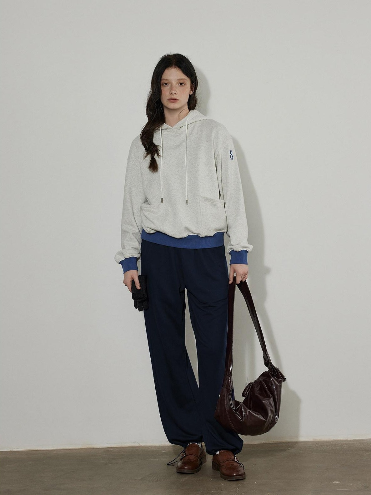 Lofi choose High Waist Casual Loose Straight Leg Women Navy Wide Leg Pants