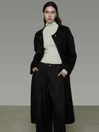 unspoken Heavyweight Lambswool Blend Minimal Commuter Loose Longline Black Wool Coats