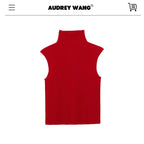 audreyyang_Paris_Red_Slim_100_Percent_Sheep_Wool_High_Neck_Sleeveless_Off_Shoulder_Crop_Tops_MISSTT