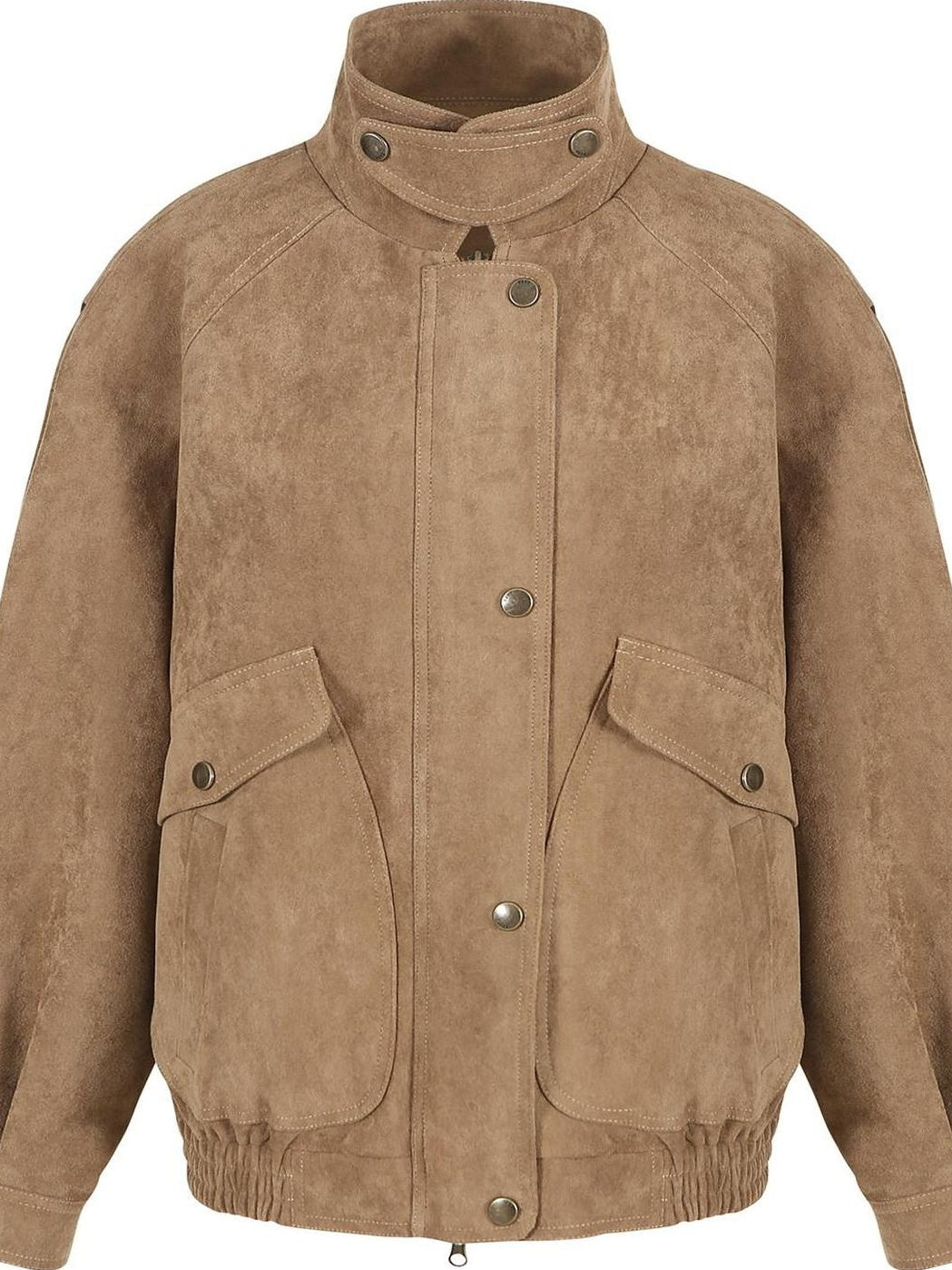 fano Pocketed Khaki Loose Fit Commuter Stand Collar Youth Polyester Bomber Jackets