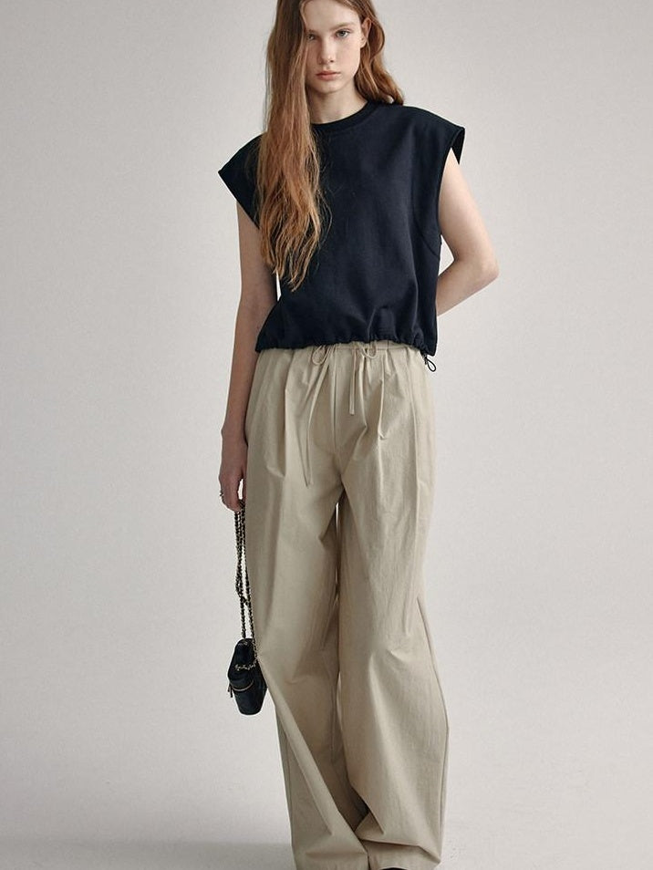fano High Waist Tailored Minimalist Commuter Nylon Blend Pockets Straight Pants