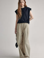 fano High Waist Tailored Minimalist Commuter Nylon Blend Pockets Straight Pants